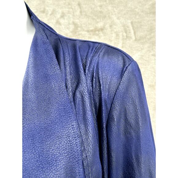 Lena Gabrielle Jacket Womens 8 Navy Open Front Draped Moto Date Nite Grunge - Picture 3 of 9